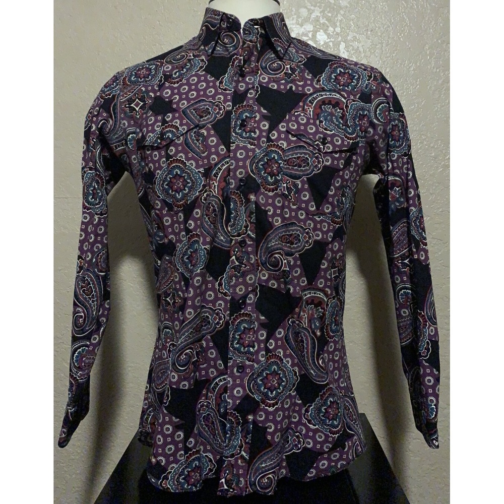 Vintage Wrangler Men's Medium Paisley Western Cowboy Long Sleeve Shirt M USA
